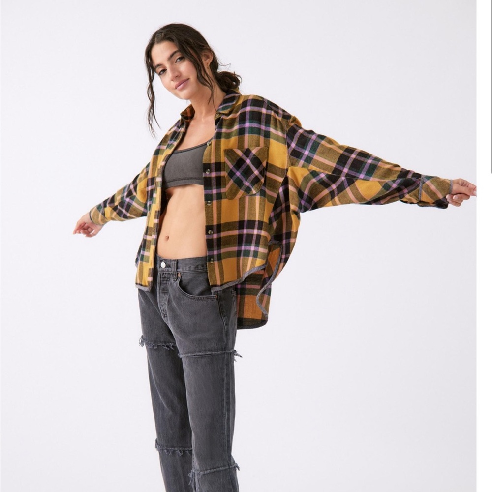NWT Urban Outfitters BDG Karl Slouchy Flannel Button-Down Shirt Sz Small - Picture 3 of 9